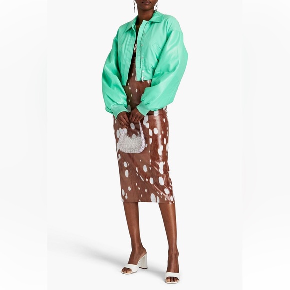 💚💚 ROTATE by Birger Christensen Cropped Bomber Jacket - Mint Green 💚💚 - Picture 3 of 17